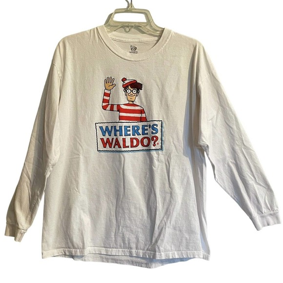 Dreamworks Other - WHERE’S WALDO Search Puzzle Graphic Long Sleeve T-Shirt XL Festival Back…